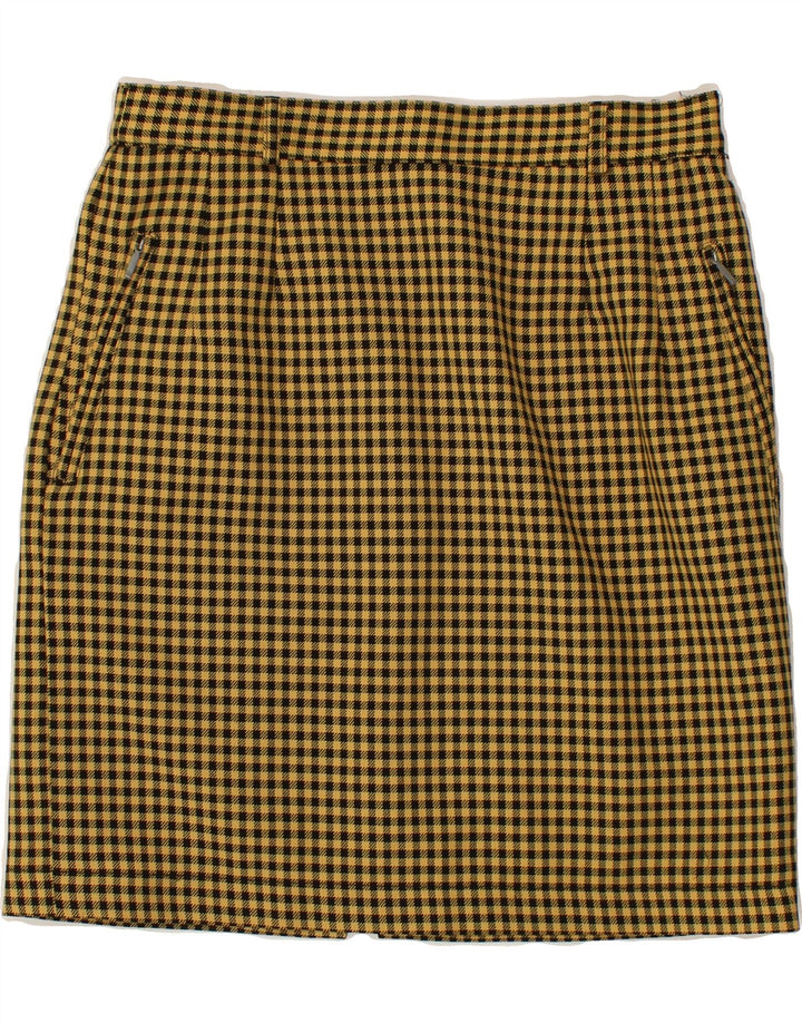 VINTAGE Womens Pencil Skirt W28 Medium Yellow Check Vintage Vintage and Second-Hand Vintage from Messina Hembry 