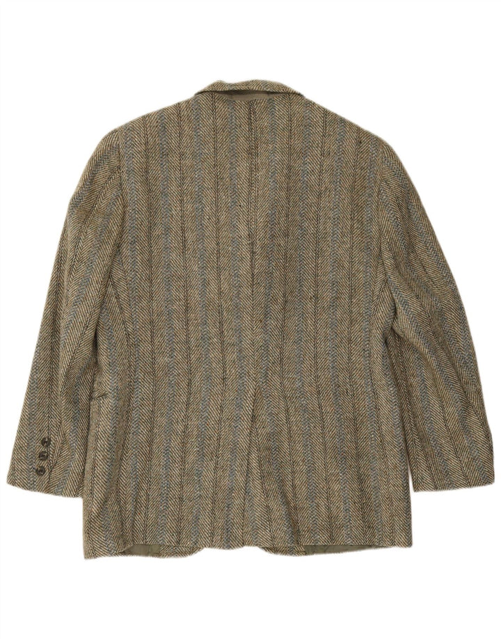 Harris Tweed Herren-Blazer mit 3 Knöpfen, UK 38, mittleres Khaki, Fischgrätenmuster