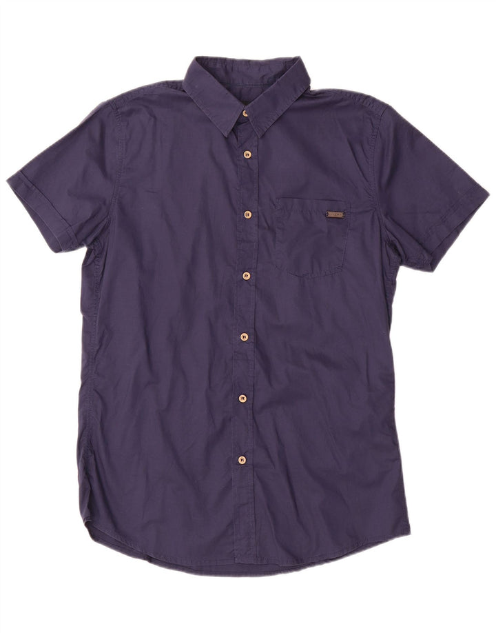 Sisley Herren-Kurzarm-Slim-Fit-Hemd in mittlerem Marineblau