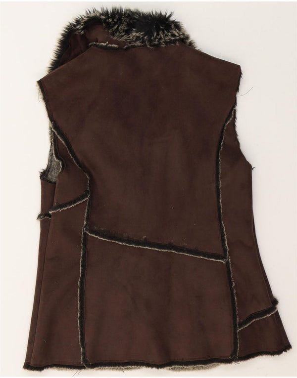 Debenhams Womens Sherpa Gilet UK 12 Mittelbraunes Polyester
