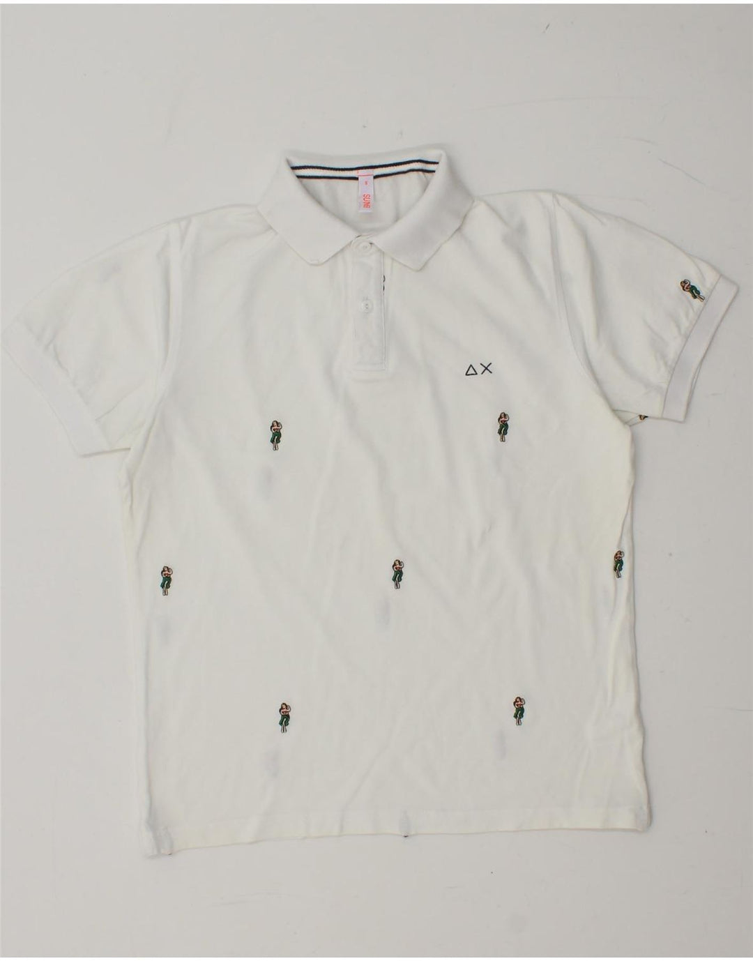 SUN68 Herren-Poloshirt, klein, weiß gepunktete Baumwolle