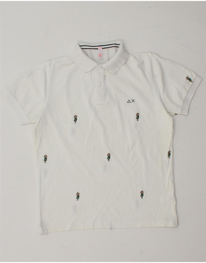 SUN68 Herren-Poloshirt, klein, weiß gepunktete Baumwolle