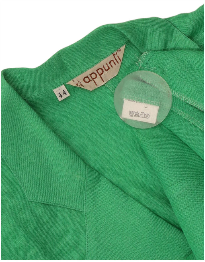Vintage Damen Kurzarm 1 Knopf Blazer Jacke IT 44 Mittelgrünes Leinen