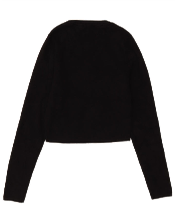 Zara Damen Crop Top Langarm UK 12 Medium Schwarz