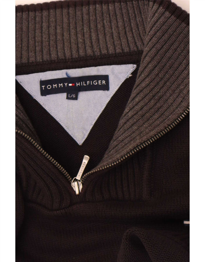 Tommy Hilfiger Herren-Pullover mit Reißverschluss am Hals, Größe L, Schwarz