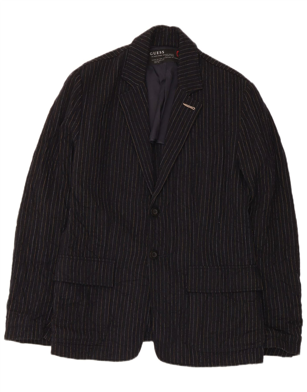 Guess Herren-Blazer mit 2 Knöpfen, Gr. 38, mittelmarineblau, gestreift, Wolle