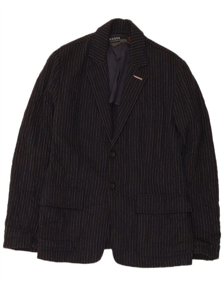 Guess Herren-Blazer mit 2 Knöpfen, Gr. 38, mittelmarineblau, gestreift, Wolle