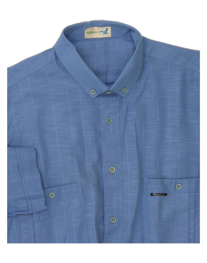 VINTAGE Mens Short Sleeve Shirt Large Blue Vintage Vintage and Second-Hand Vintage from Messina Hembry 