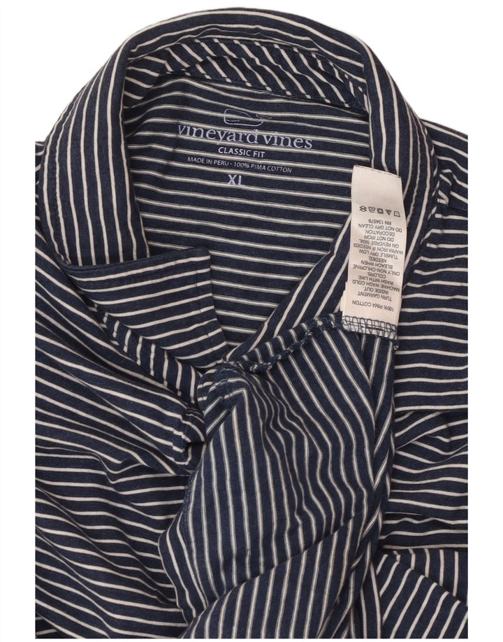 VINEYARD VINES Herren-Poloshirt mit klassischer Passform, XL, Marineblau, Nadelstreifen-Baumwolle