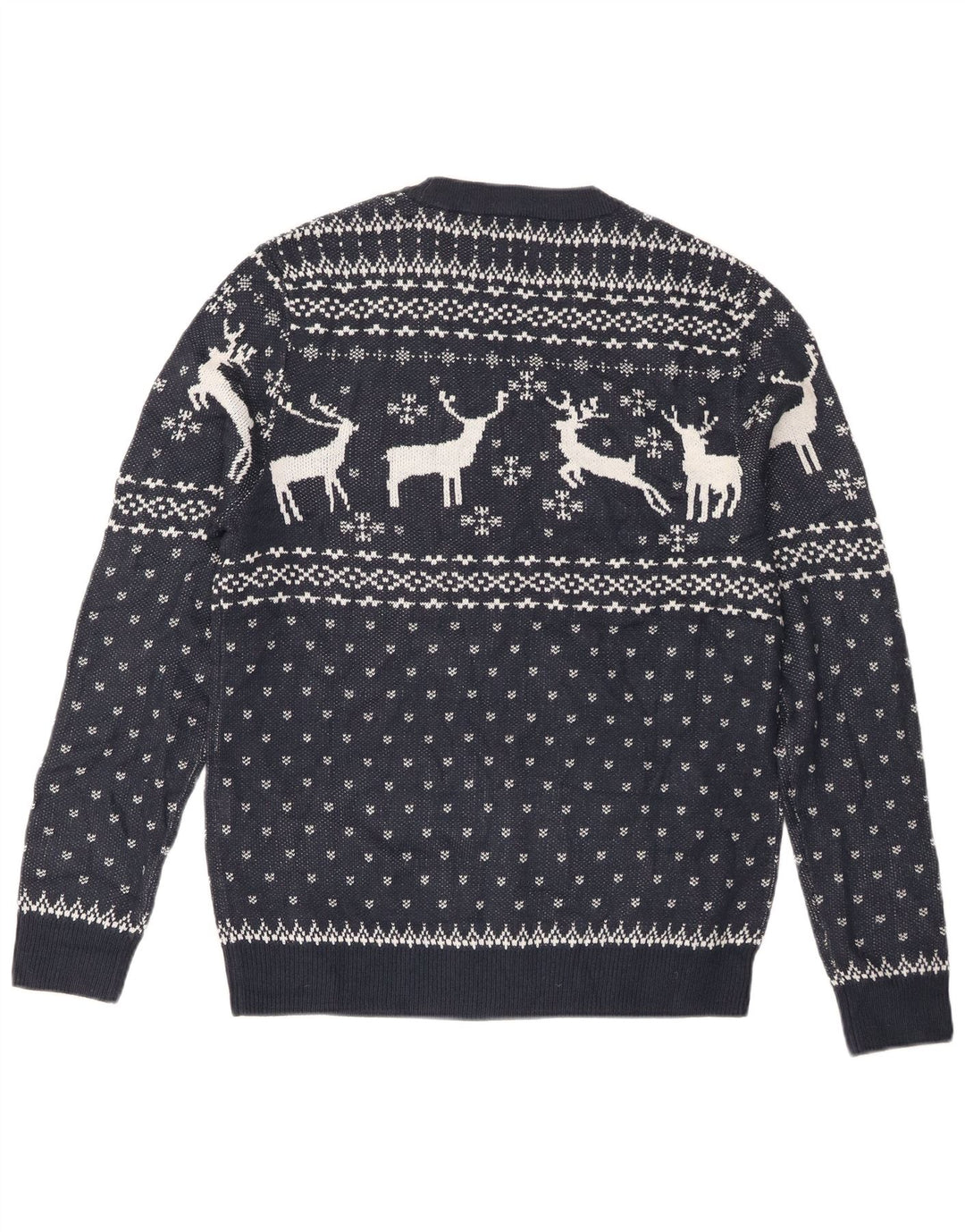 Jack & Jones Herren-Pullover mit Rundhalsausschnitt, Größe L, Marineblau, Fair Isle