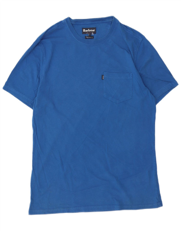 BARBOUR Tailored Fit T-Shirt-Oberteil für Herren, groß, aus blauer Baumwolle