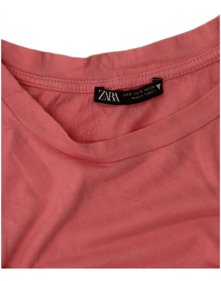 Zara Damen Crop Oversize T-Shirt Top UK 10 Small Pink