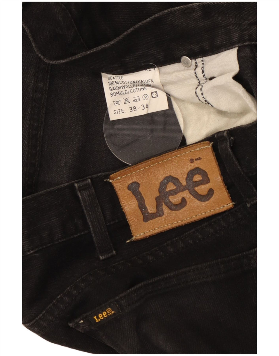 Lee Herren Seattle Straight Jeans W38 L30 Schwarze Baumwolle