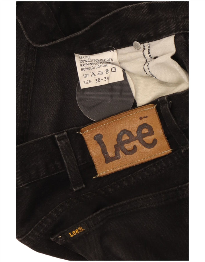Lee Herren Seattle Straight Jeans W38 L30 Schwarze Baumwolle