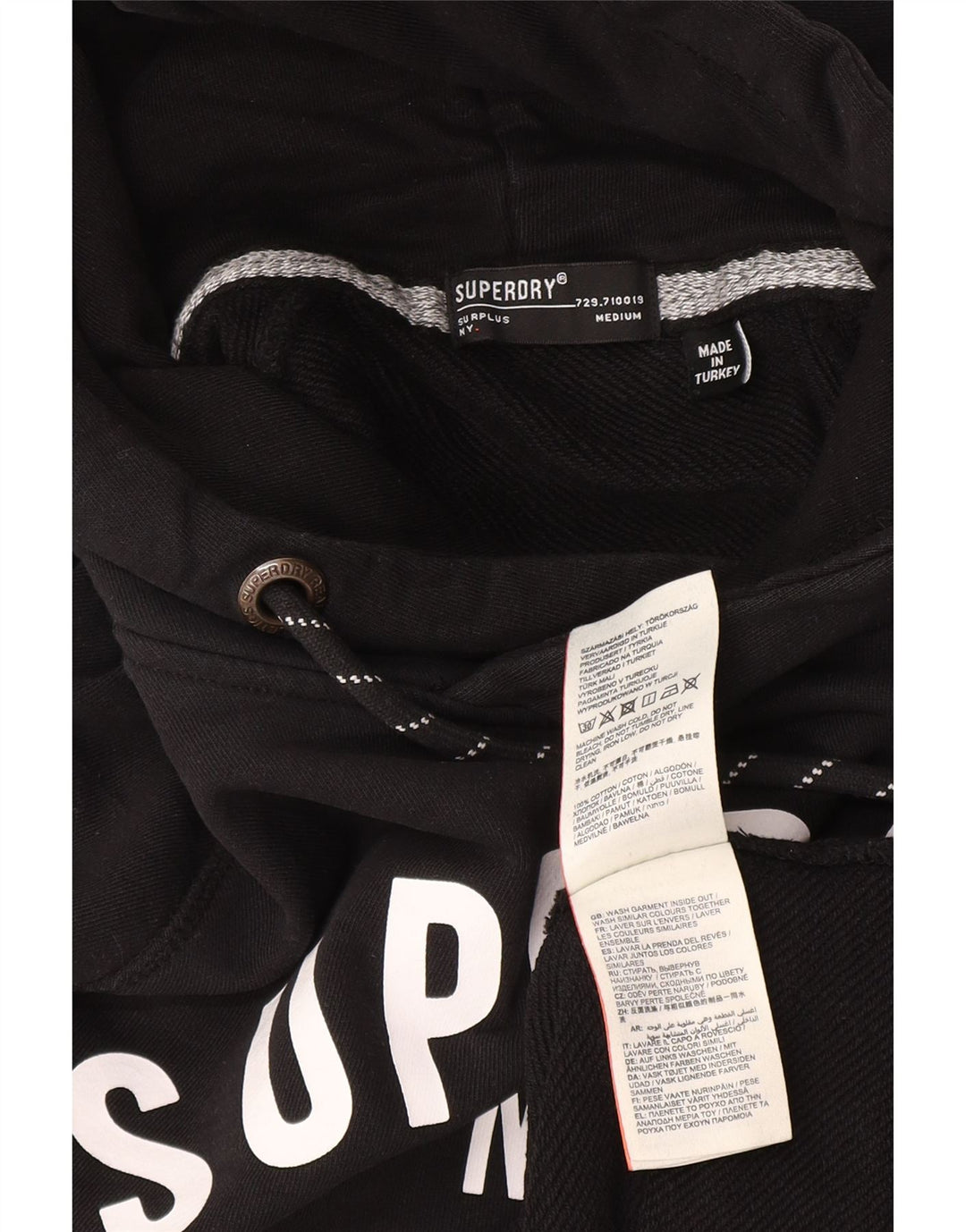 Superdry Herren-Kapuzenpullover mit Grafik, mittelschwarz, Baumwolle
