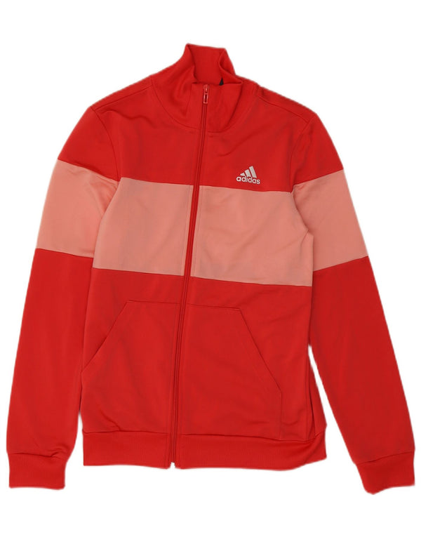 Adidas Mädchen-Trainingsanzug-Top-Jacke, 14–15 Jahre, rotes Farbblockdesign