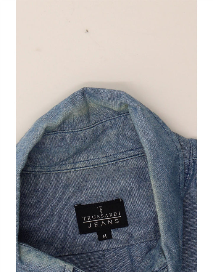 TRUSSARDI Mens Shirt Medium Blue Cotton Vintage Trussardi and Second-Hand Trussardi from Messina Hembry 