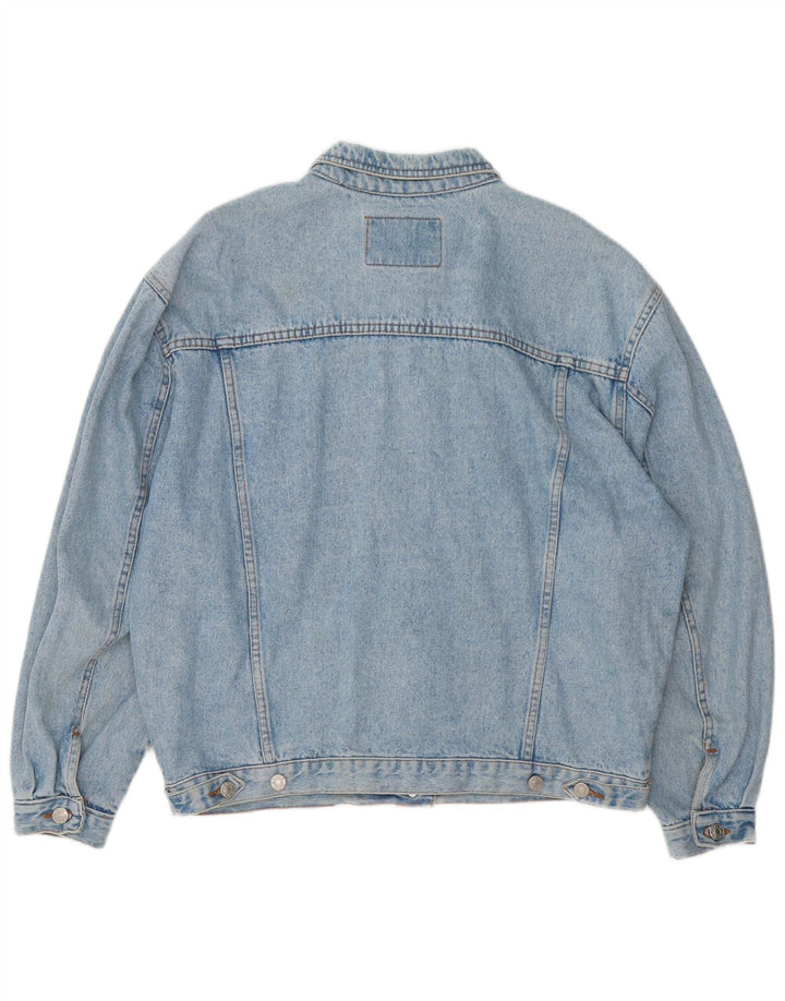 VINTAGE Damen Übergroße Jeansjacke UK 16 Große blaue Baumwolle