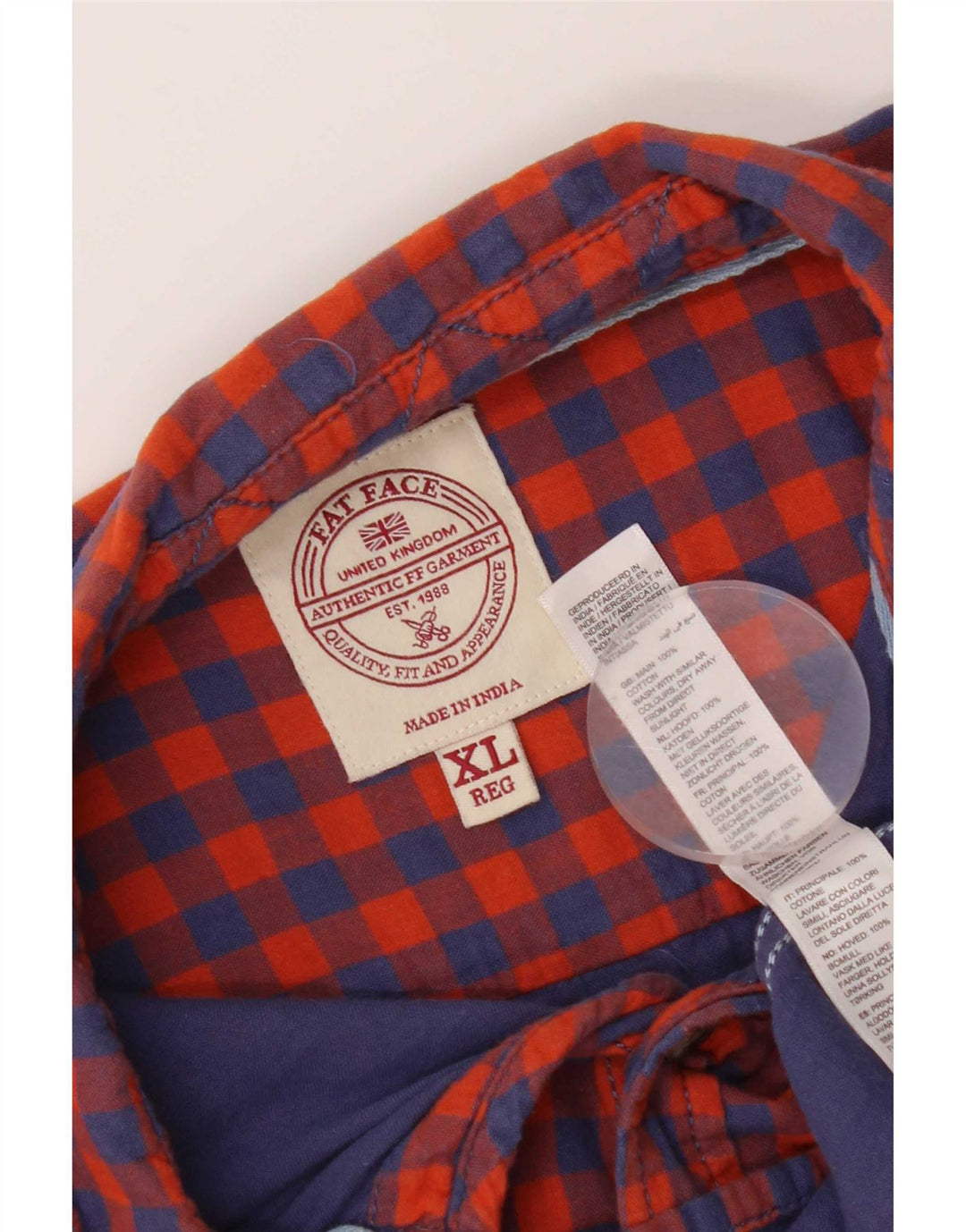 Fat Face Herrenhemd XL aus roter Gingham-Baumwolle