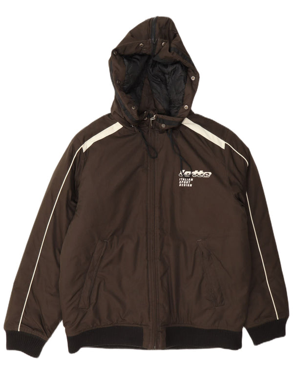 Lotto Jungen wattierte Jacke mit Kapuze und Grafik, 15–16 Jahre, XL, Braun, Farbblock