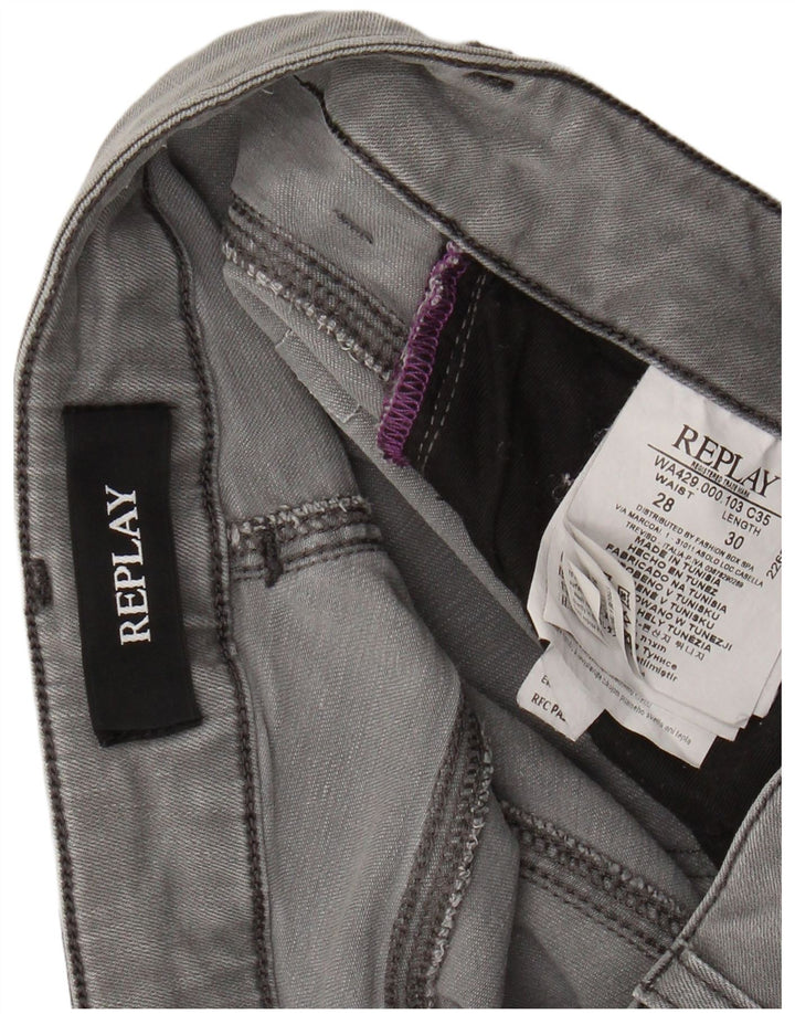 REPLAY Slim-Jeans für Damen, W28, L30, graue Baumwolle
