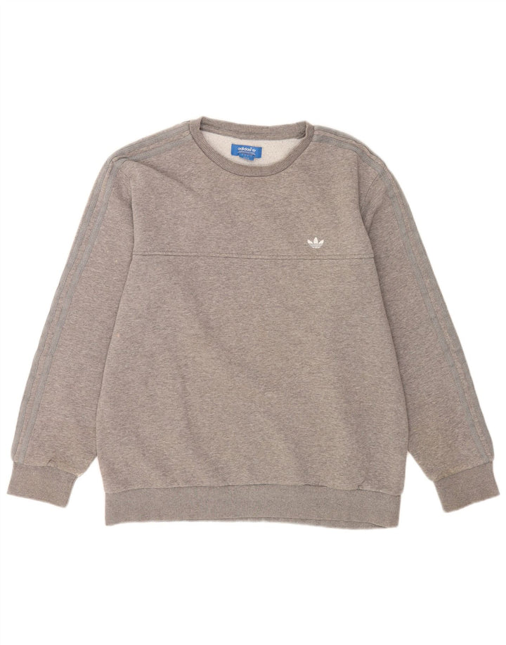 Adidas Herren-Sweatshirt-Pullover, große, grau gefleckte Baumwolle