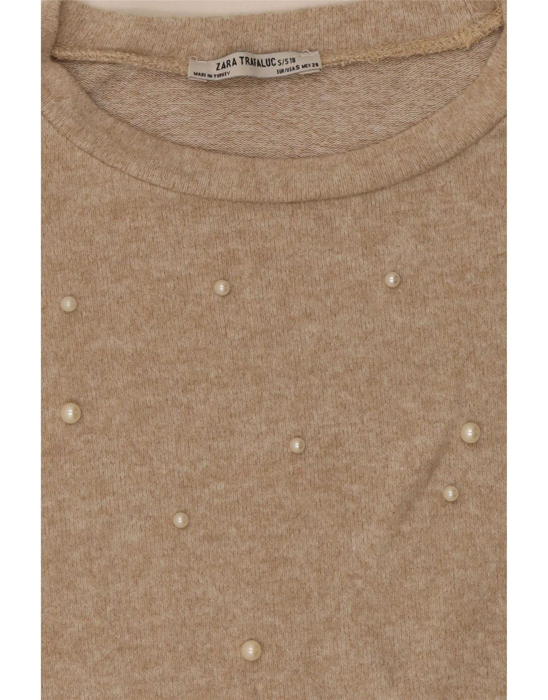 Zara Damen Trafaluc Übergroßes Blusenoberteil UK 10 Small Beige Spotted