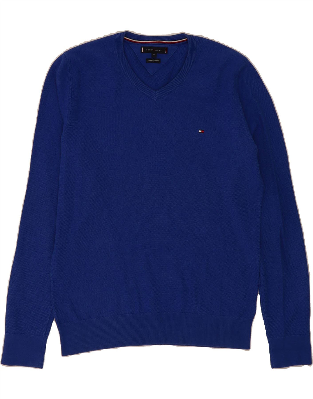 TOMMY HILFIGER Mens V-Neck Jumper Sweater XL Blue Vintage Tommy Hilfiger and Second-Hand Tommy Hilfiger from Messina Hembry 