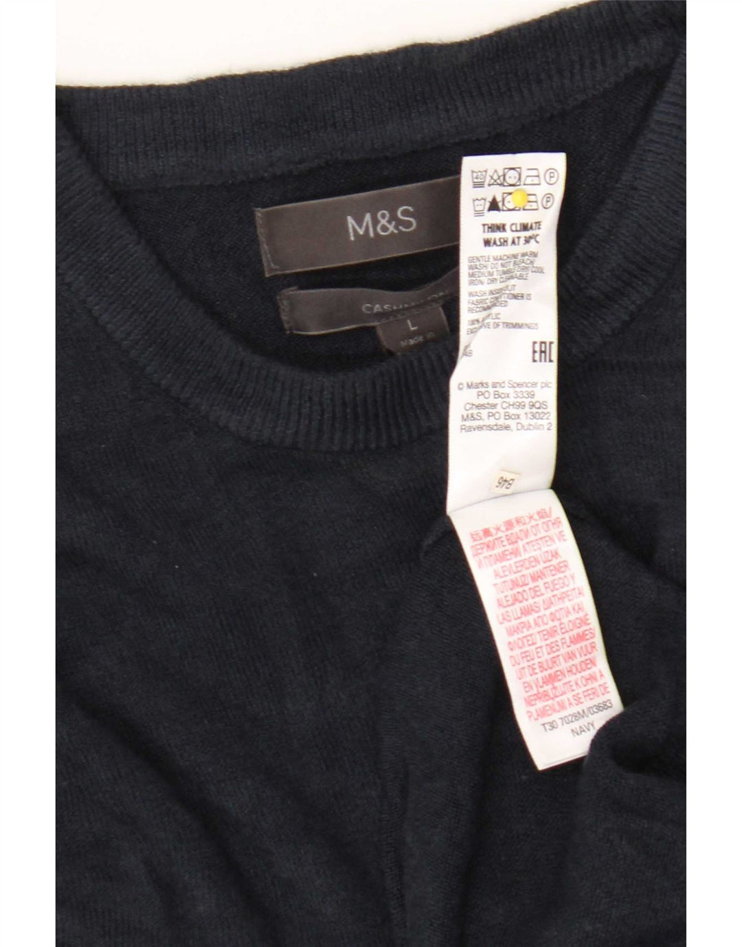 Marks & Spencer Herren-Pullover mit Rundhalsausschnitt, groß, Marineblau, Acryl