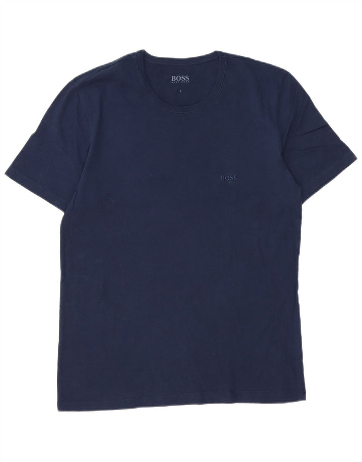 HUGO BOSS Herren T-Shirt Top Large Marineblau Baumwolle