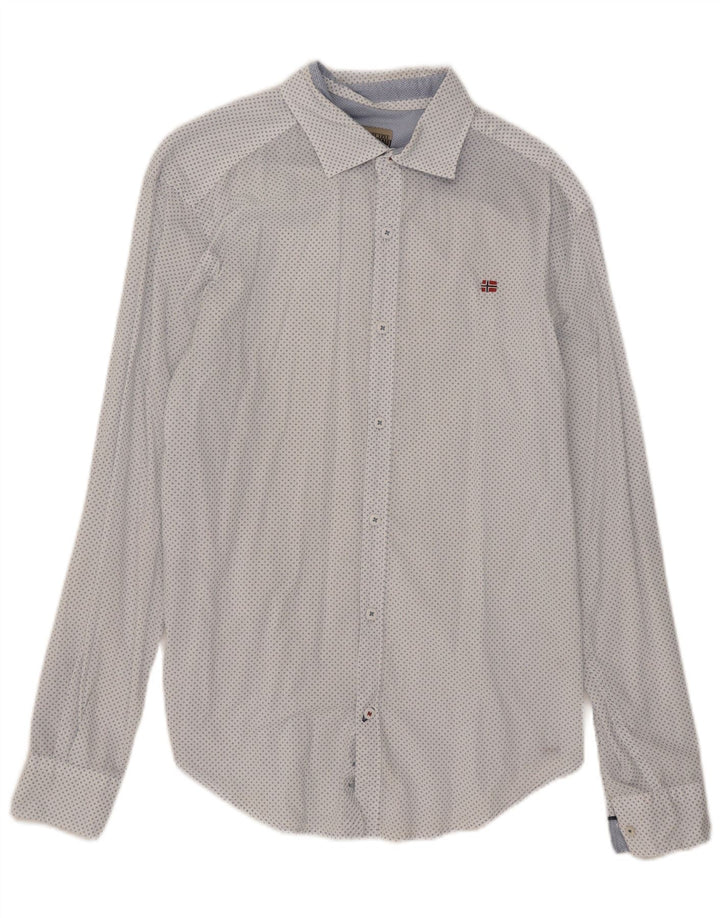 Napapijri Slim-Fit-Hemd für Herren, mittelweiß gepunktet