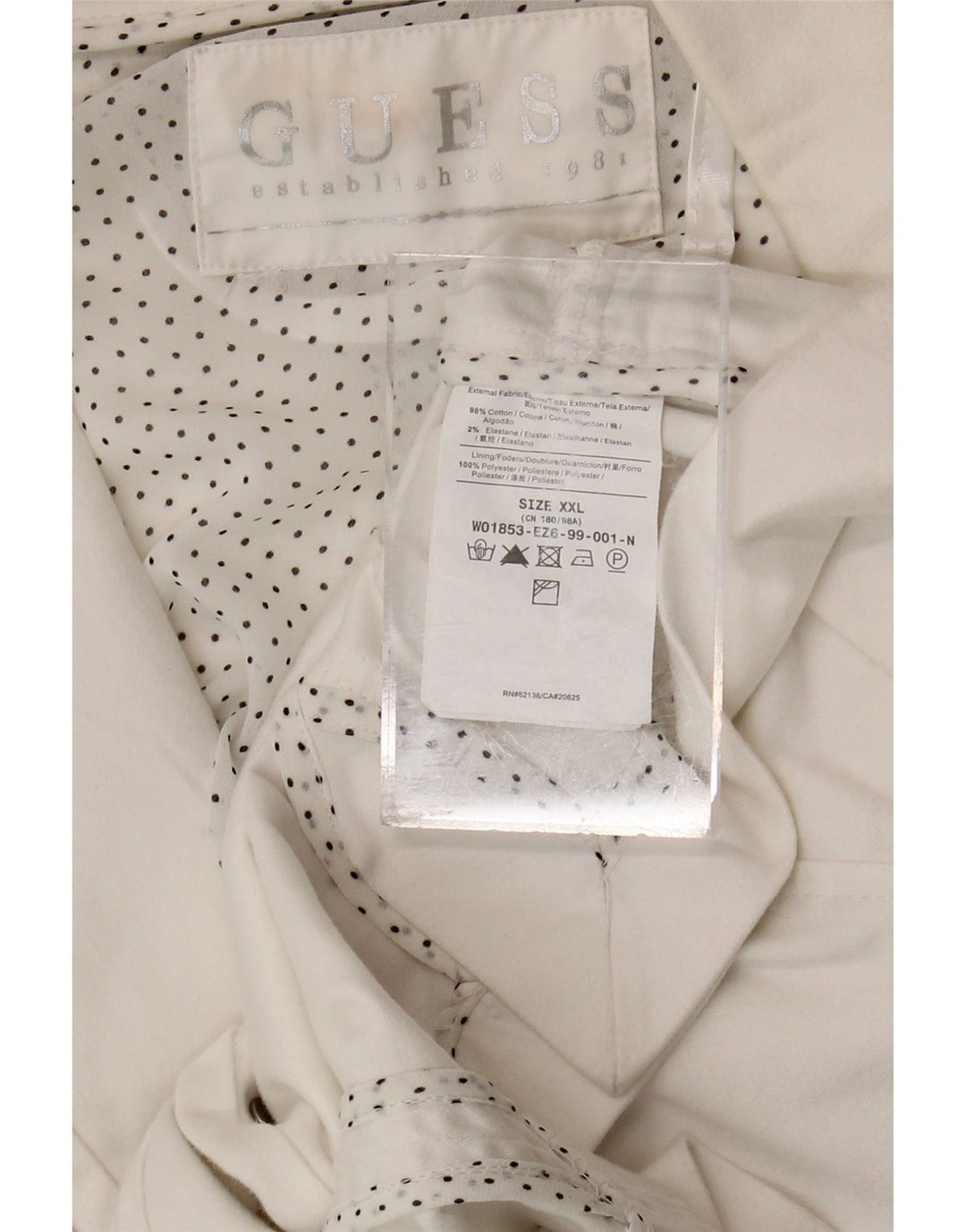 GUESS Womens 1 Button Blazer Jacket UK 20 2XL White Cotton