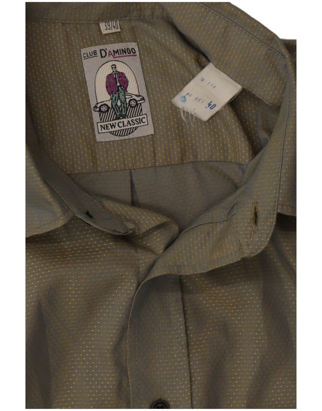CLUB D'AMINGO Herrenhemd Größe 39/40 Mittelgrün gefleckt