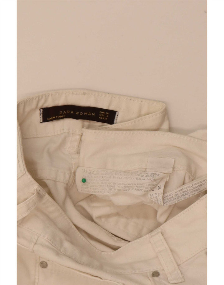 Zara Damen Jeansshorts EU 38 Small W28 Beige Baumwolle