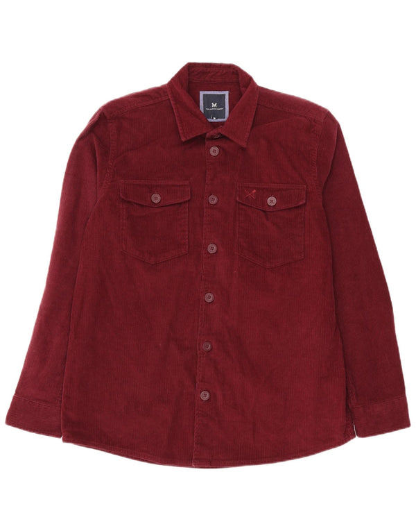 CREW CLOTHING Mens Corduroy Shirt Medium Burgundy Cotton
