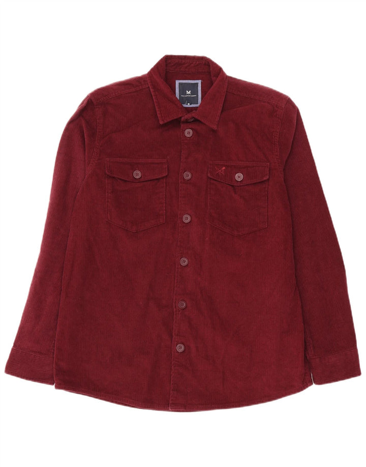 CREW CLOTHING Herren-Cordhemd aus mittlerer burgunderroter Baumwolle