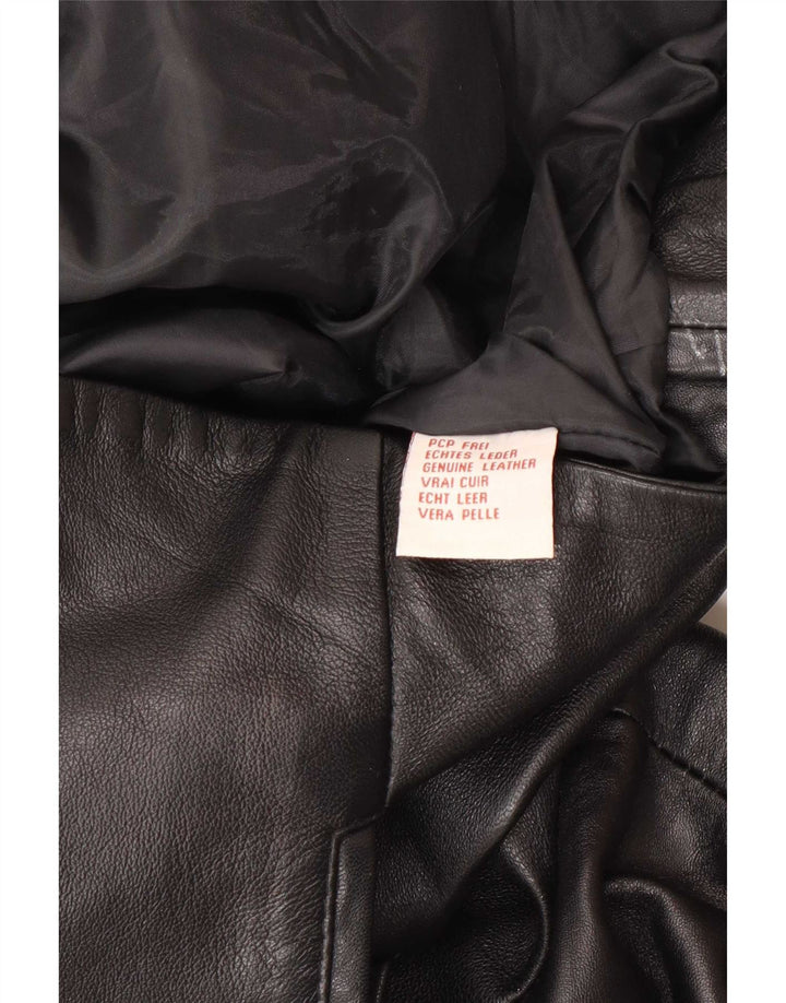 Vintage Damen Leder Blazer Jacke EU 40 Mittelschwarzes Leder