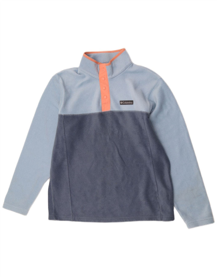 Columbia Herren-Fleecepullover mit Knopfkragen, Mittelblaues Farbblock-Polyester