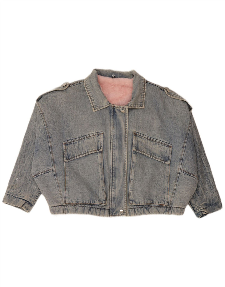 NEUE KOLLEKTION Übergroße Damen-Jeansjacke mit 3/4-Ärmeln, Gr. 10, Größe S, Blau