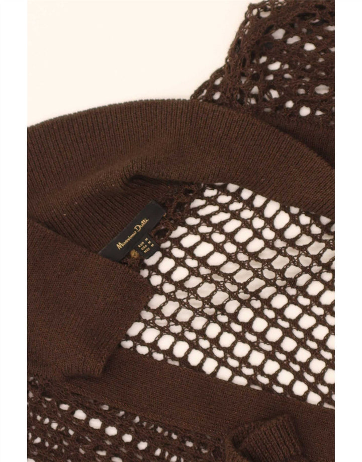 Massimo Dutti Damen Durchsichtiges Häkelblusenoberteil UK 14 Mittelbraun