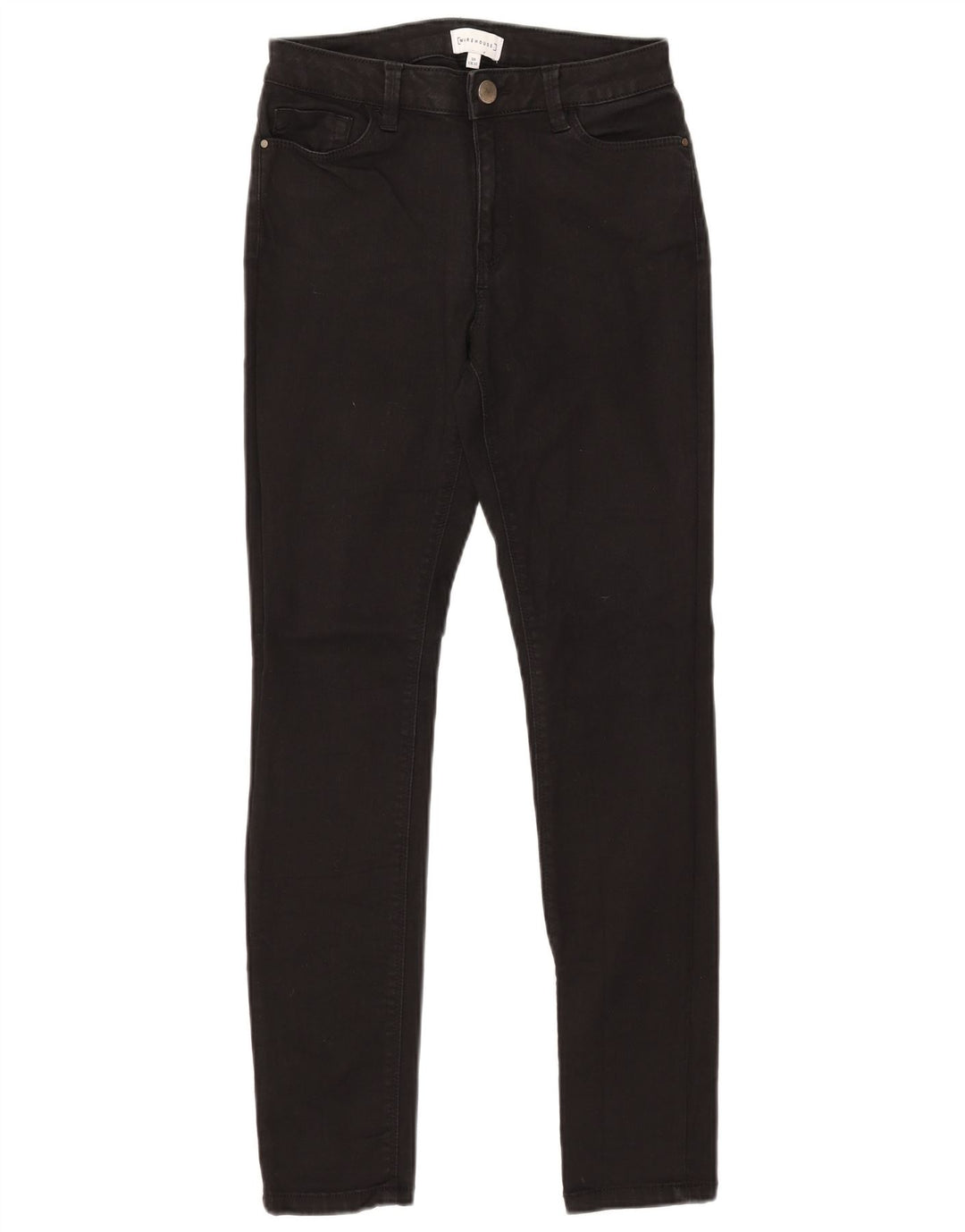 WAREHOUSE Damen Skinny Jeans UK 10 Small W28 L30 Schwarze Baumwolle