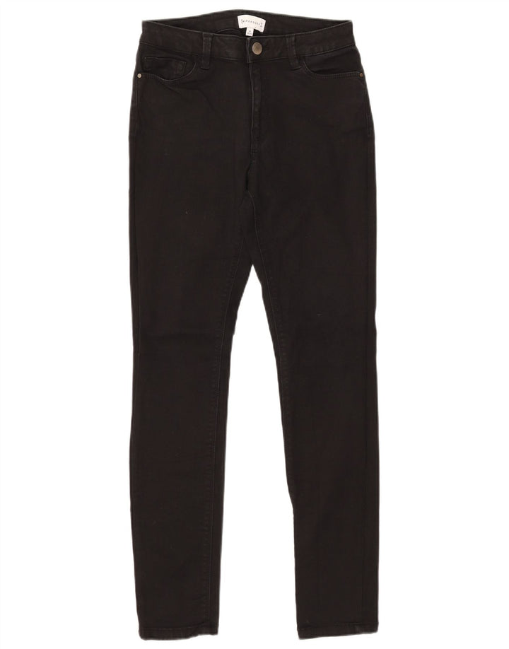 WAREHOUSE Damen Skinny Jeans UK 10 Small W28 L30 Schwarze Baumwolle