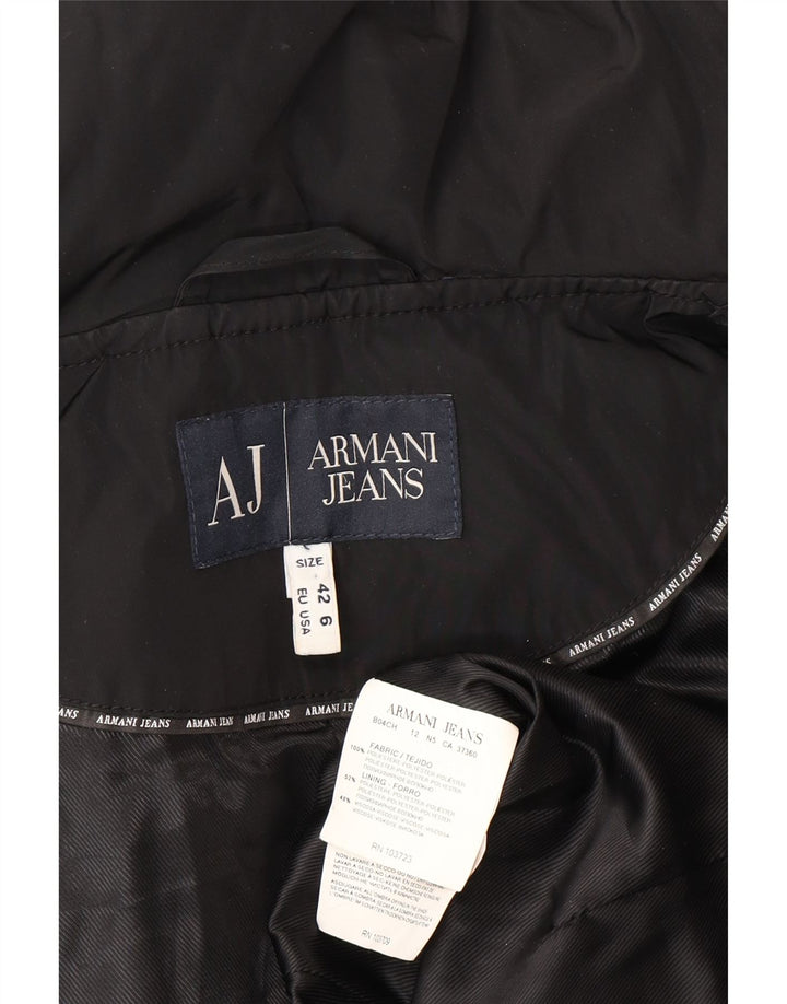 Armani Jeans Damen Crop Wattierte Jacke EU 42 Großes schwarzes Polyester