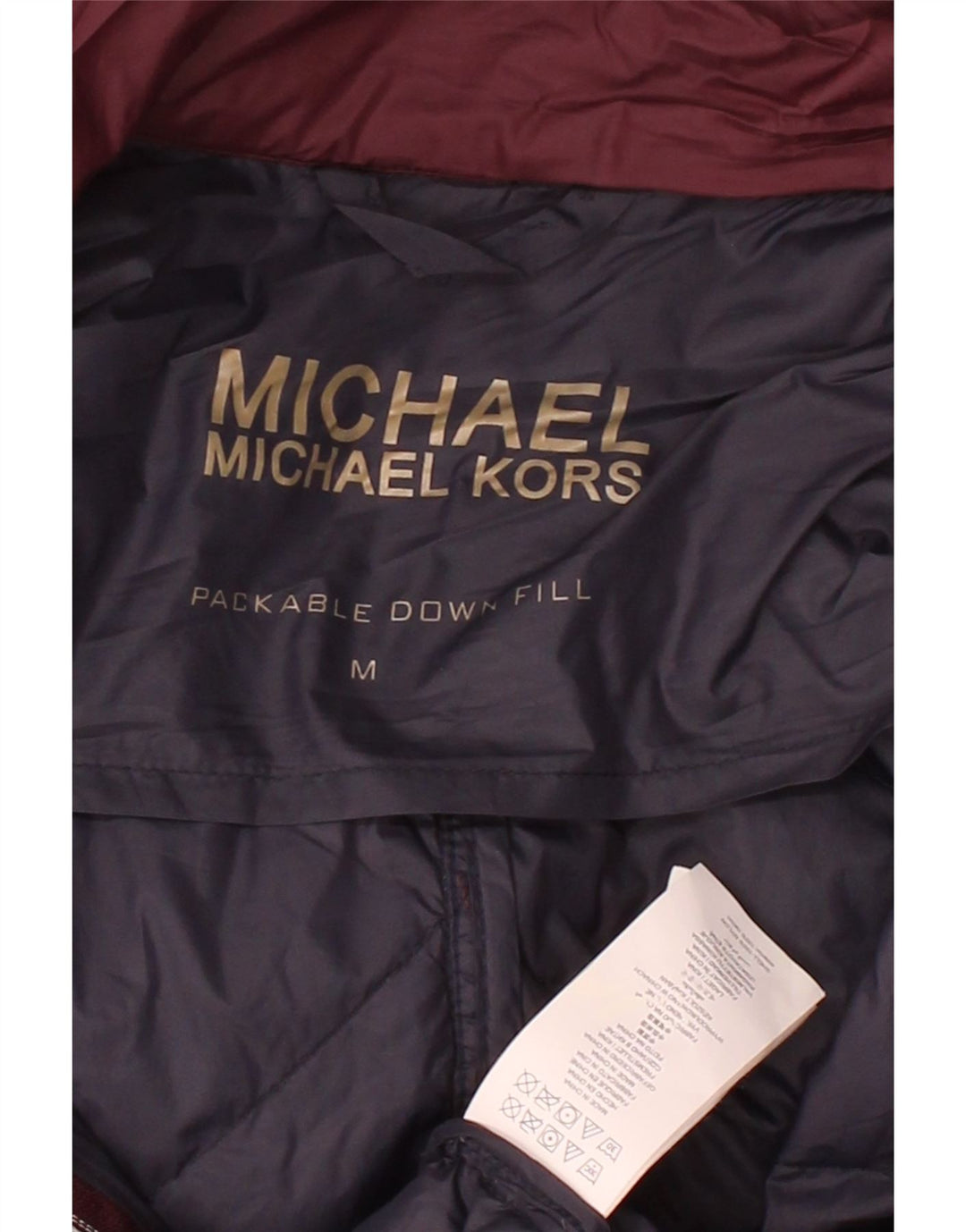 MICHAEL KORS Womens Hooded Padded Jacket UK 14 Medium Burgundy Nylon Vintage Michael Kors and Second-Hand Michael Kors from Messina Hembry 