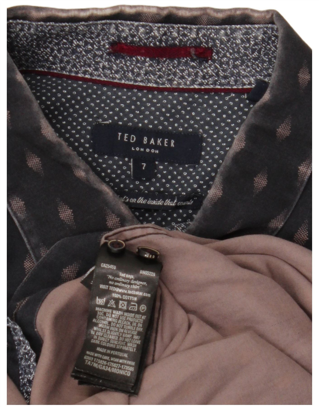 TED BAKER Herrenhemd Größe 7 3XL Marineblaue geometrische Baumwolle