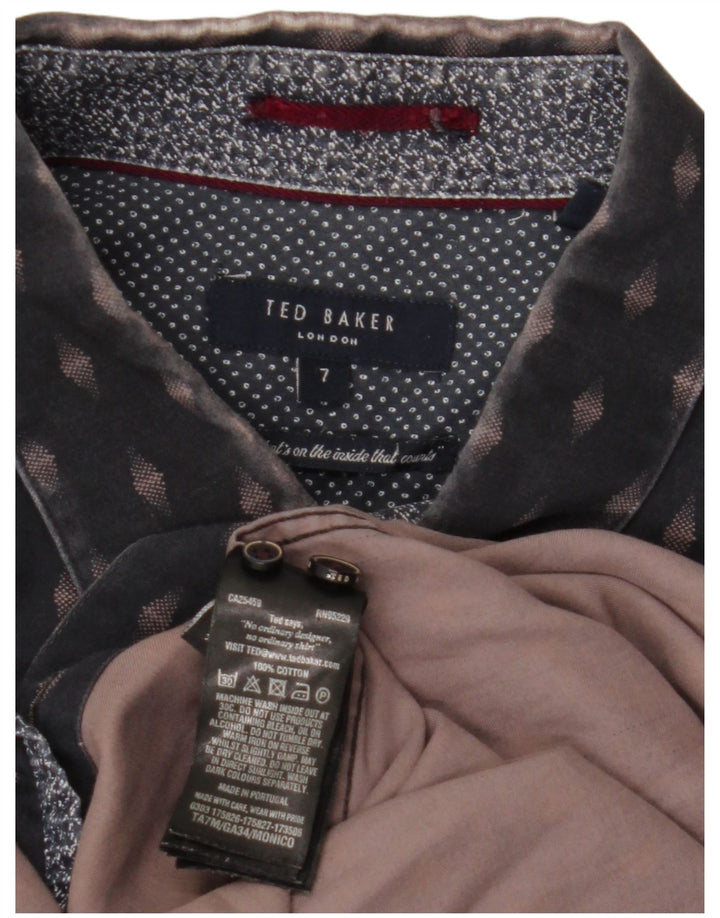 TED BAKER Herrenhemd Größe 7 3XL Marineblaue geometrische Baumwolle