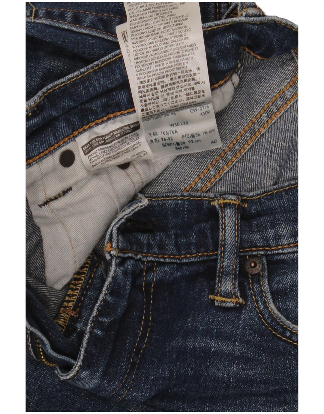 Levi's Herren Straight Jeans W30 L30 Blaue Baumwolle