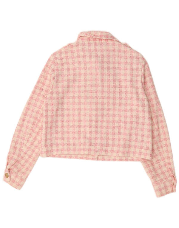 Zara Damen Crop Military Jacke UK 16 Large Pink Check
