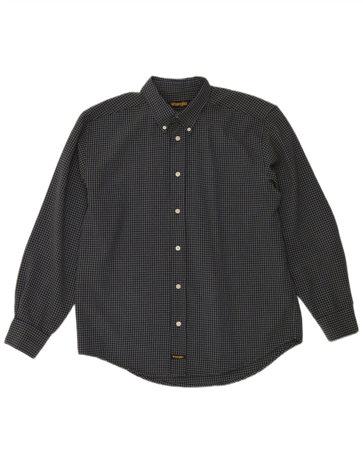 WRANGLER Mens Shirt Medium Navy Blue Check Polyester