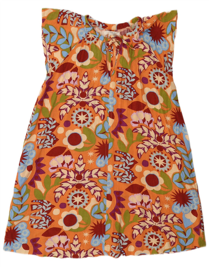 Next A-Linien-Kleid zum Binden vorne für Damen, UK 12, mittlere orangefarbene Viskose mit Blumenmuster